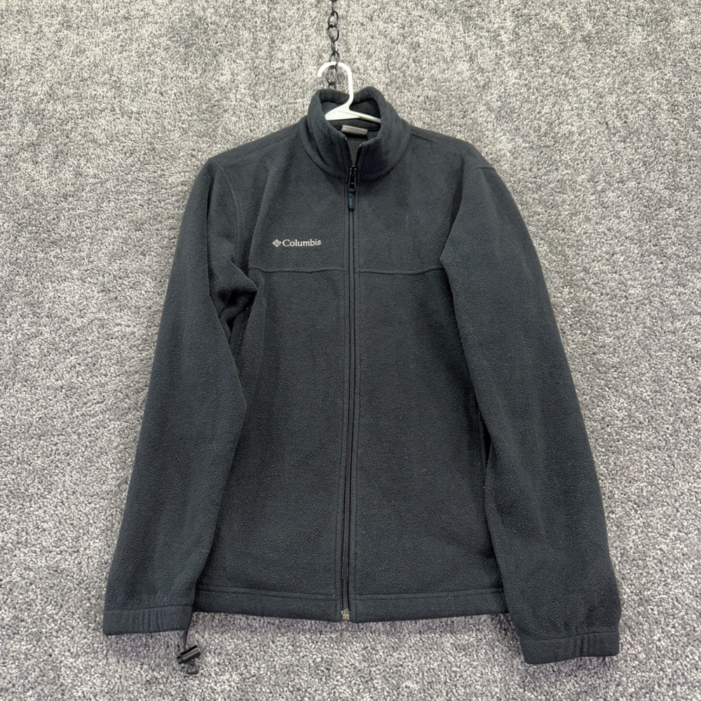 Columbia Fleece Jacket Mens M Black Full Zip Mock Neck Outdoor